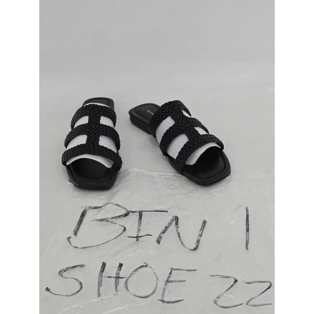 Bandolino Summer 3 Slide Sandals Womens 7M Black Woven Straps - Excellent